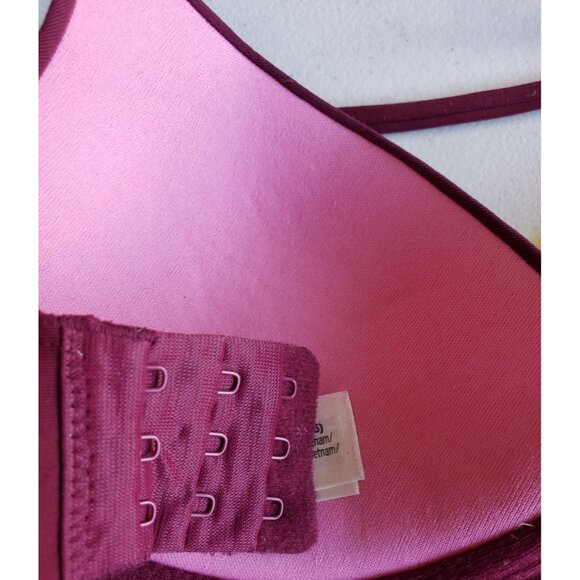 Pink Victoria's Secret S Push Up Bralette Burgundy Strappy Wired Chic Preppy - Picture 7 of 9